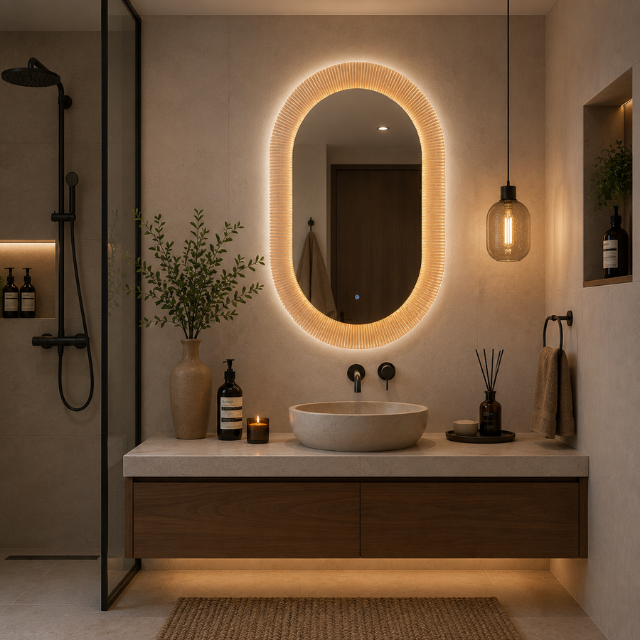 Giga LED mirror, 80x60cm, Silver, Touch, 6000K light
