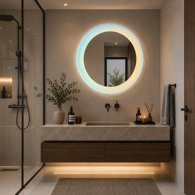 Giga LED mirror, 80x60cm, Silver, Touch, 6000K light
