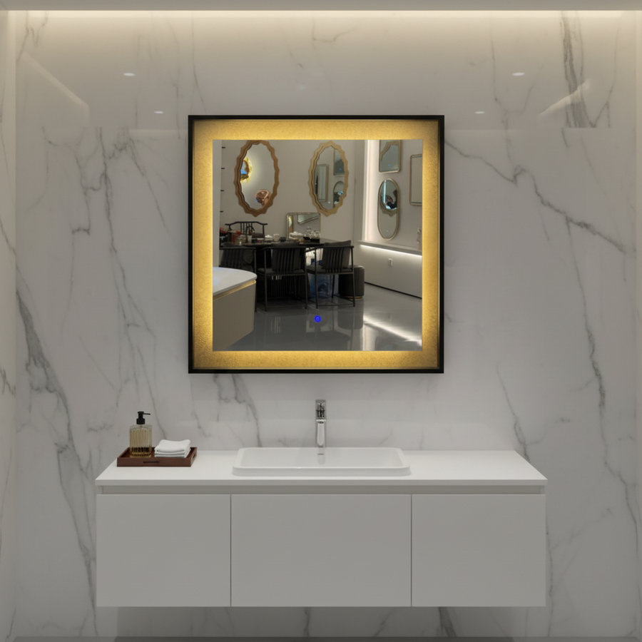 Giga LED mirror, 80x60cm, Silver, Touch, 6000K light