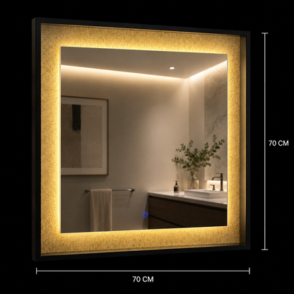 Giga LED mirror, 80x60cm, Silver, Touch, 6000K light