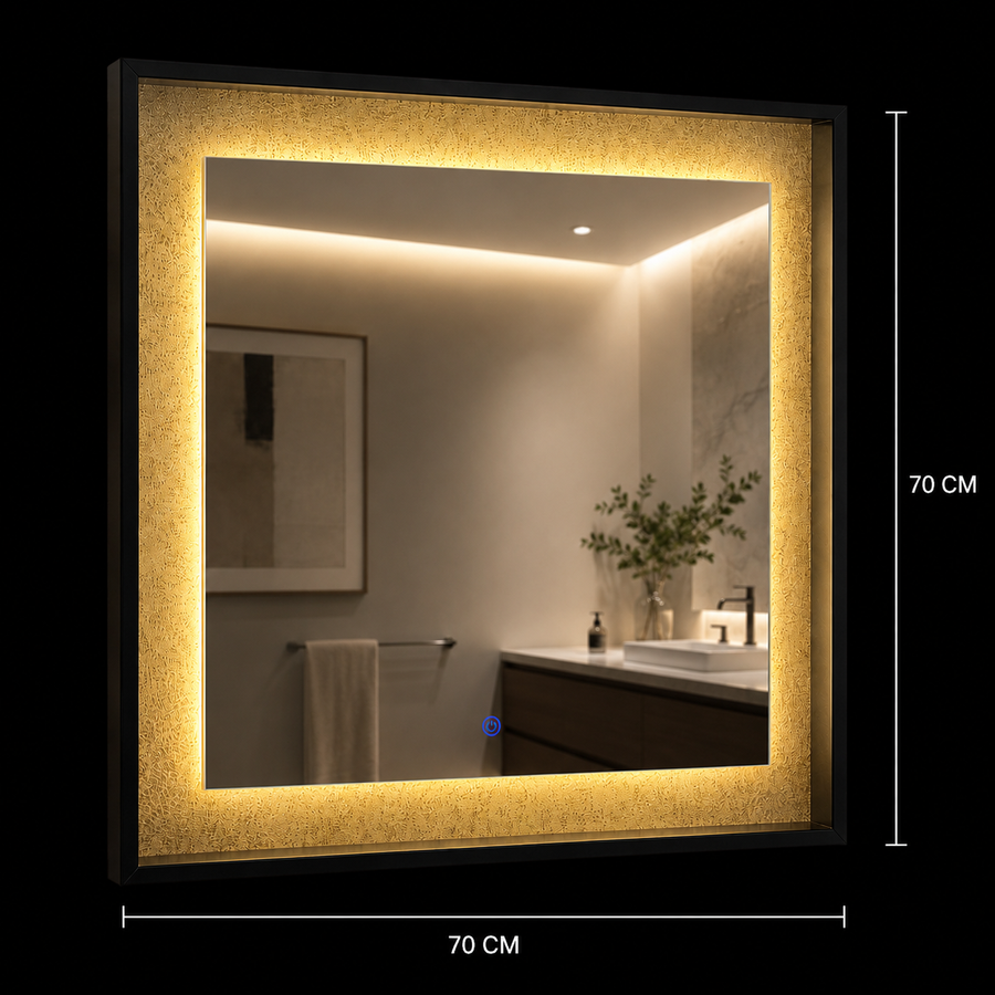 Giga LED mirror, 80x60cm, Silver, Touch, 6000K light
