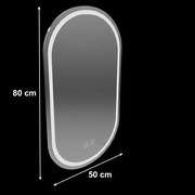 Oval LED Mirror 50X80cm, Velara Touch, Demister System, Dimmable, Cold Light 6000K