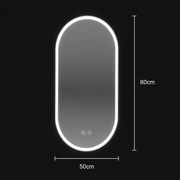 Oval LED mirror 50x80cm Llexort, Touch, Demister System, Dimmable