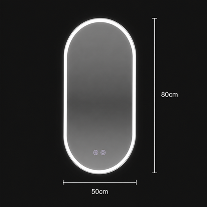 Oval LED mirror 50x80cm Llexort, Touch, Demister System, Dimmable