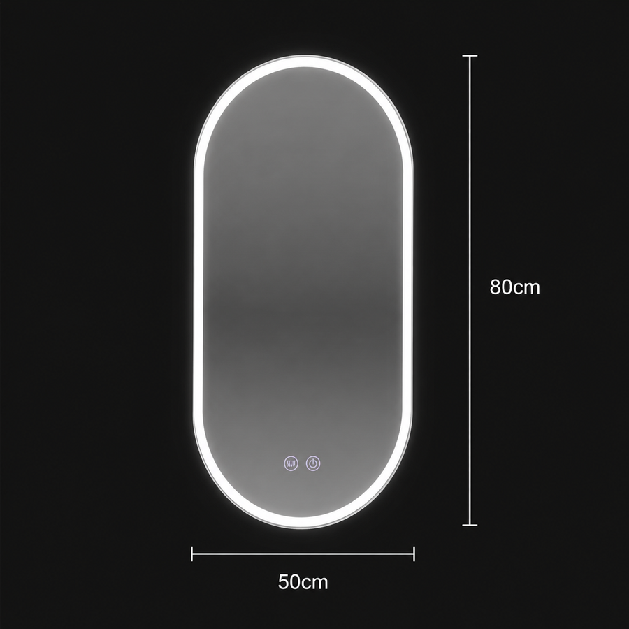 Oval LED mirror 50x80cm Llexort, Touch, Demister System, Dimmable
