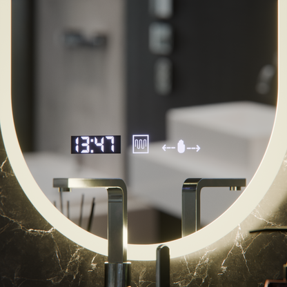 Oval LED Mirror, 50x100cm, Lucia Marcello Sensor, Demister System, Clock & Thermometer, Dimable Mirrors Korman E Default Title Alessandro Design