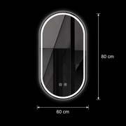 Oval LED mirror, 60x80cm, Velara Touch, Demister System, Dimmable