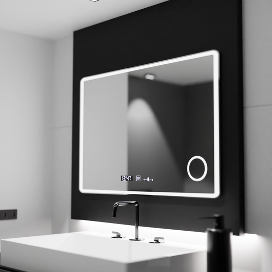 Rectangular LED mirror 120x80 Aura Riflesso Puro MotionGlow Marcello, Demisting System, Thermometer and Clock, Dimable Mirrors Marcello Default Title Alessandro Design