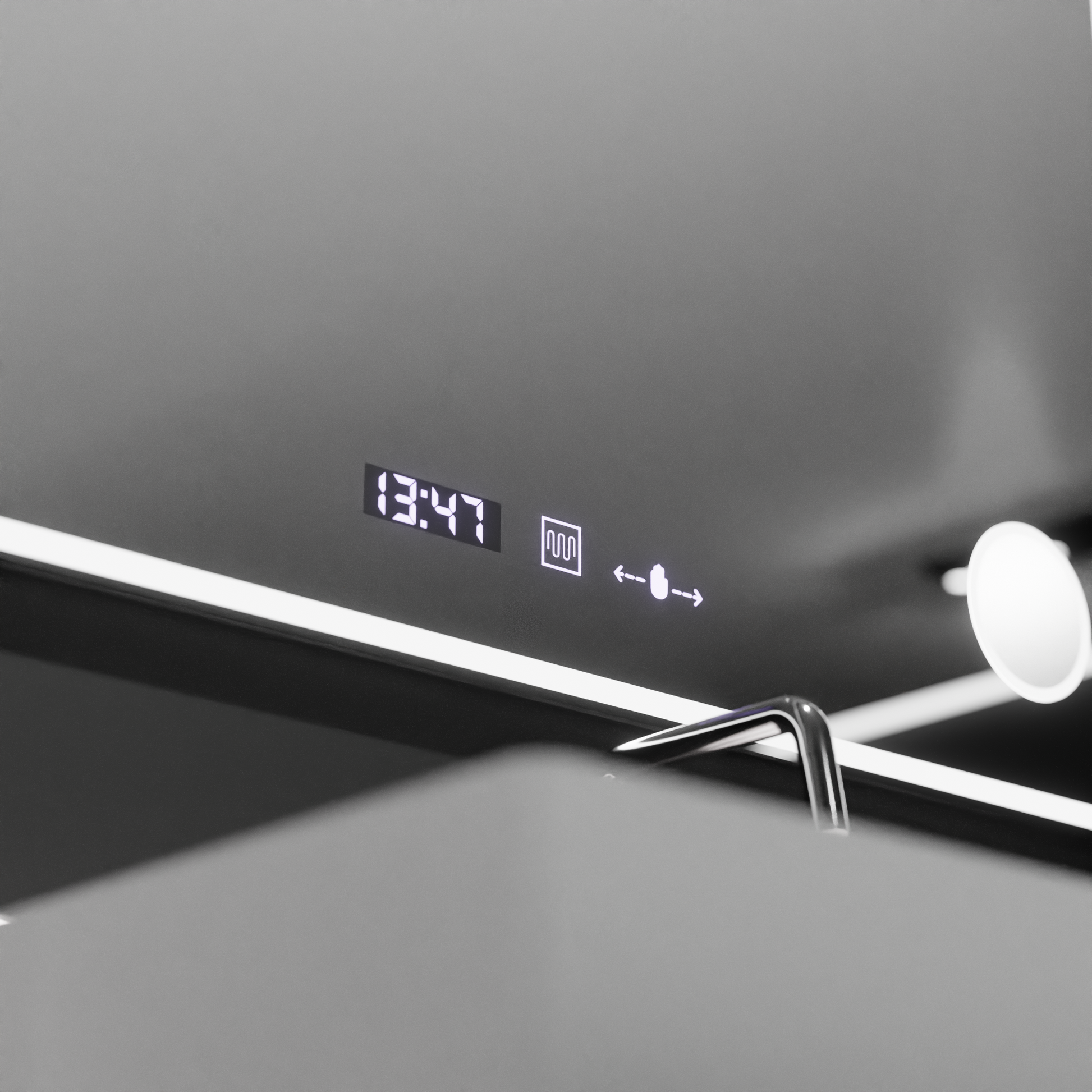 Rectangular LED mirror 120x80 Aura Riflesso Puro MotionGlow Marcello, Demisting System, Thermometer and Clock, Dimable Mirrors Marcello Default Title Alessandro Design