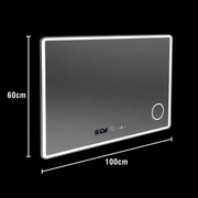 Rectangular LED mirror 120x80 Aura Riflesso Puro MotionGlow Marcello, Demister System, Thermometer and Clock, Dimmable