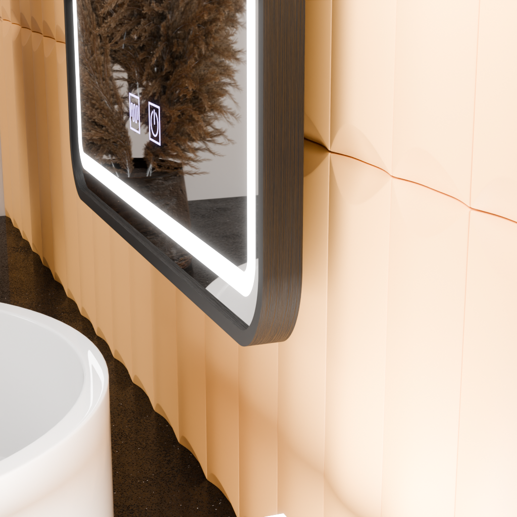 Rectangular LED Mirror, 50x70cm, EDGE Touch, Demister System, Black Frame Mirrors Korman E Default Title Alessandro Design