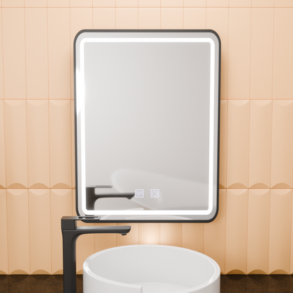 Rectangular LED Mirror, 50x70cm, EDGE Touch, Demister System, Black Frame Mirrors Korman E Default Title Alessandro Design