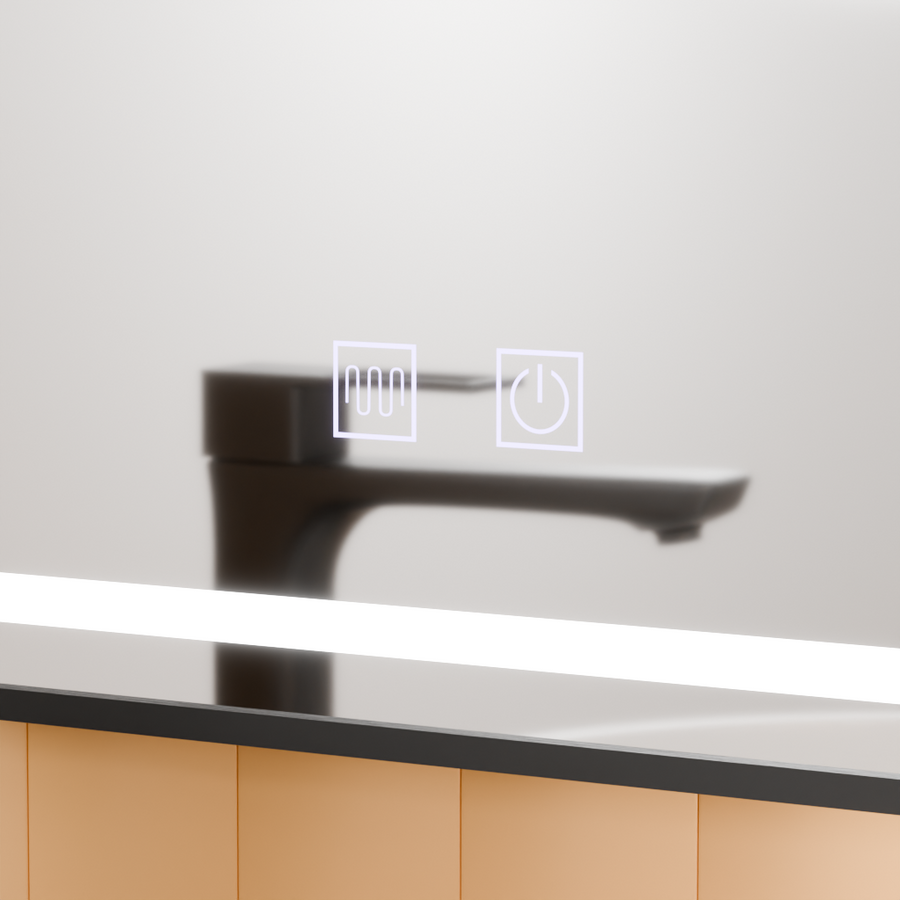 Rectangular LED Mirror, 50x70cm, EDGE Touch, Demister System, Black Frame Mirrors Korman E Default Title Alessandro Design