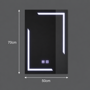 Rectangular LED mirror, 50x70cm, ECLISSA Touch, Demister System, Dimmable