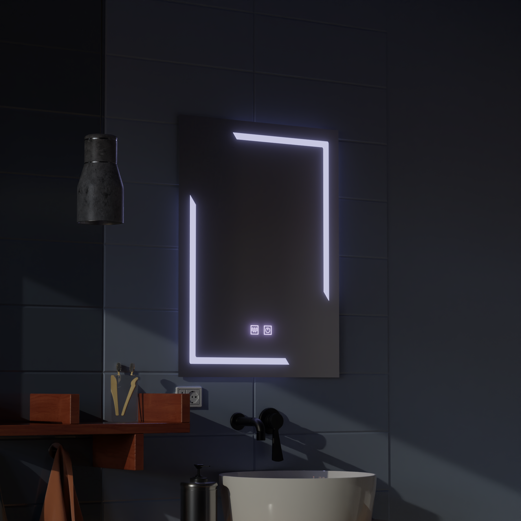 Rectangular LED Mirror, 60x80cm, ECLISSA Touch, Demister System, Dimmable Mirrors Korman E Default Title Alessandro Design