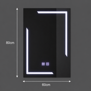Rectangular LED mirror, 60x80cm, ECLISSA Touch, Demister System, Dimmable