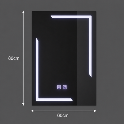 Rectangular LED mirror, 60x80cm, ECLISSA Touch, Demister System, Dimmable