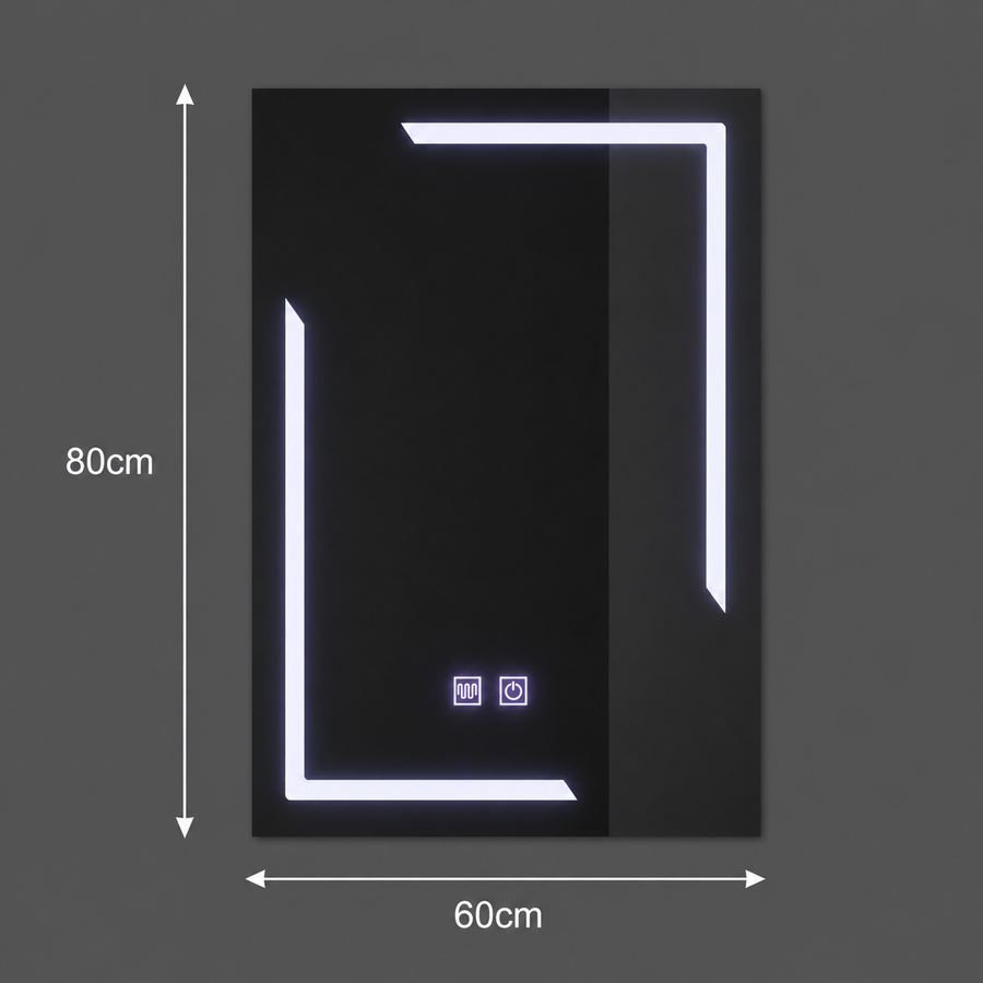 Rectangular LED mirror, 60x80cm, ECLISSA Touch, Demister System, Dimmable