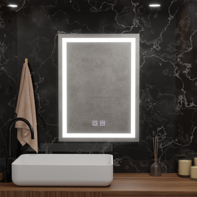 Rectangular LED mirror, 60x80cm, RADIANTE Touch, Cold Light, Demister System, Dimmable