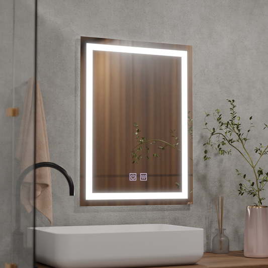 Rectangular LED mirror, 45x60cm, RADIANTE Touch, Demister System, Dimmable Mirrors Korman E Default Title Alessandro Design