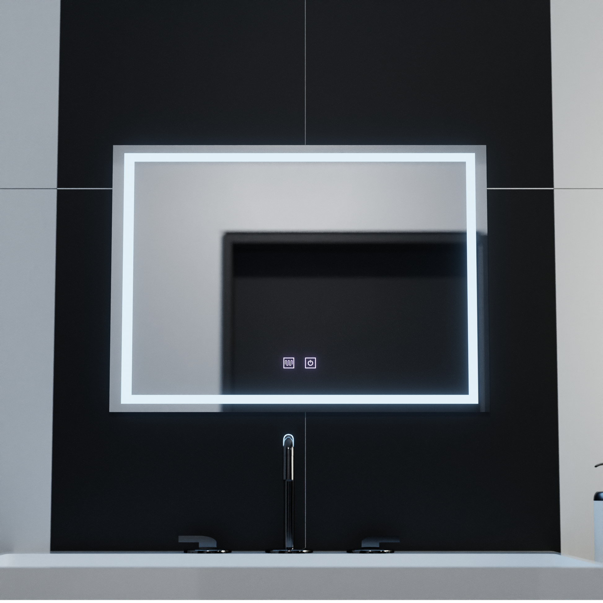 Rectangular LED mirror, 70x50cm, RADIANTE Touch, Demister System, Dimmable Bathroom mirror with LED and Demister Default Title Alessandro Design