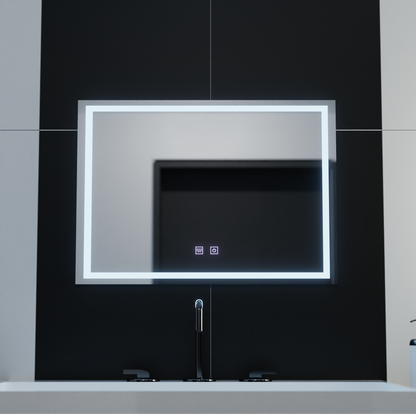 Rectangular LED mirror, 70x50cm, RADIANTE Touch, Demister System, Dimmable Bathroom mirror with LED and Demister Default Title Alessandro Design