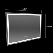 Rectangular LED mirror, 70x50cm, RADIANTE Touch, Demister System, Dimmable