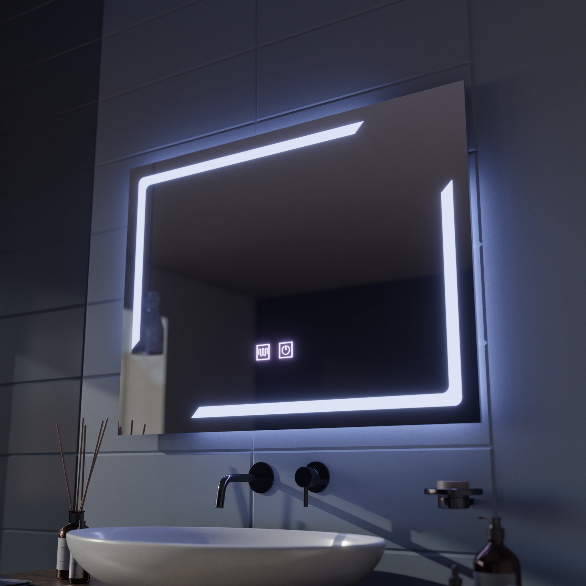 Rectangular LED mirror, 80x60cm, ECLISSA Touch, Demister System, Dimmable Mirrors Korman E Default Title Alessandro Design