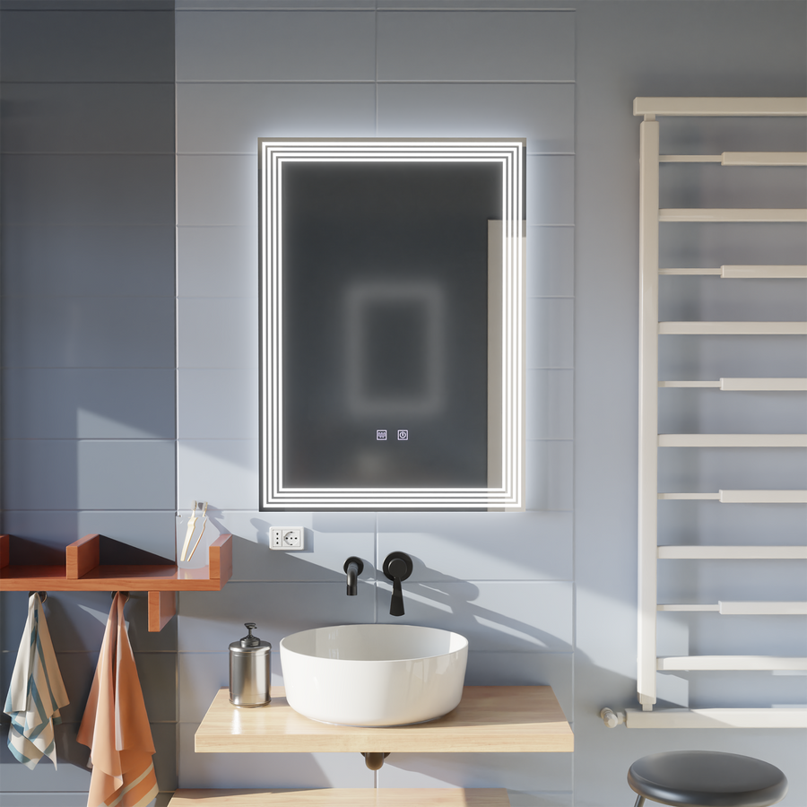 Rectangular LED mirror, Demister, 50x70cm, ADIS Basic Touch Mirrors Korman E Default Title Alessandro Design