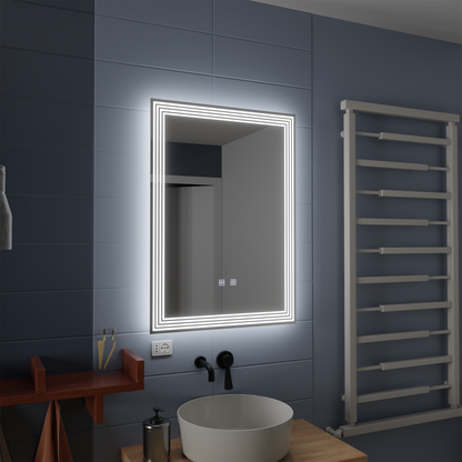 Rectangular LED mirror, Demister, 50x70cm, ADIS Basic Touch Mirrors Korman E Default Title Alessandro Design