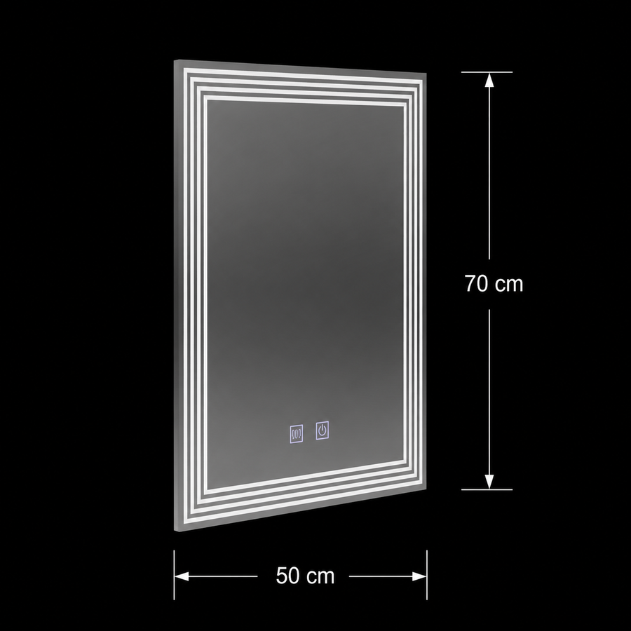 Rectangular LED mirror, Demist, 50x70cm, ADIS Basic Touch