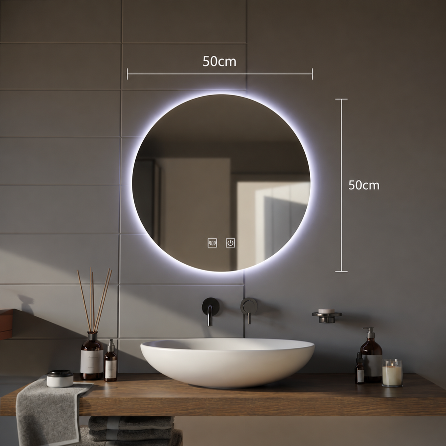 LED Round Mirror, 60cm, Isolda, Touch, Demister System, Cold Light 6000k