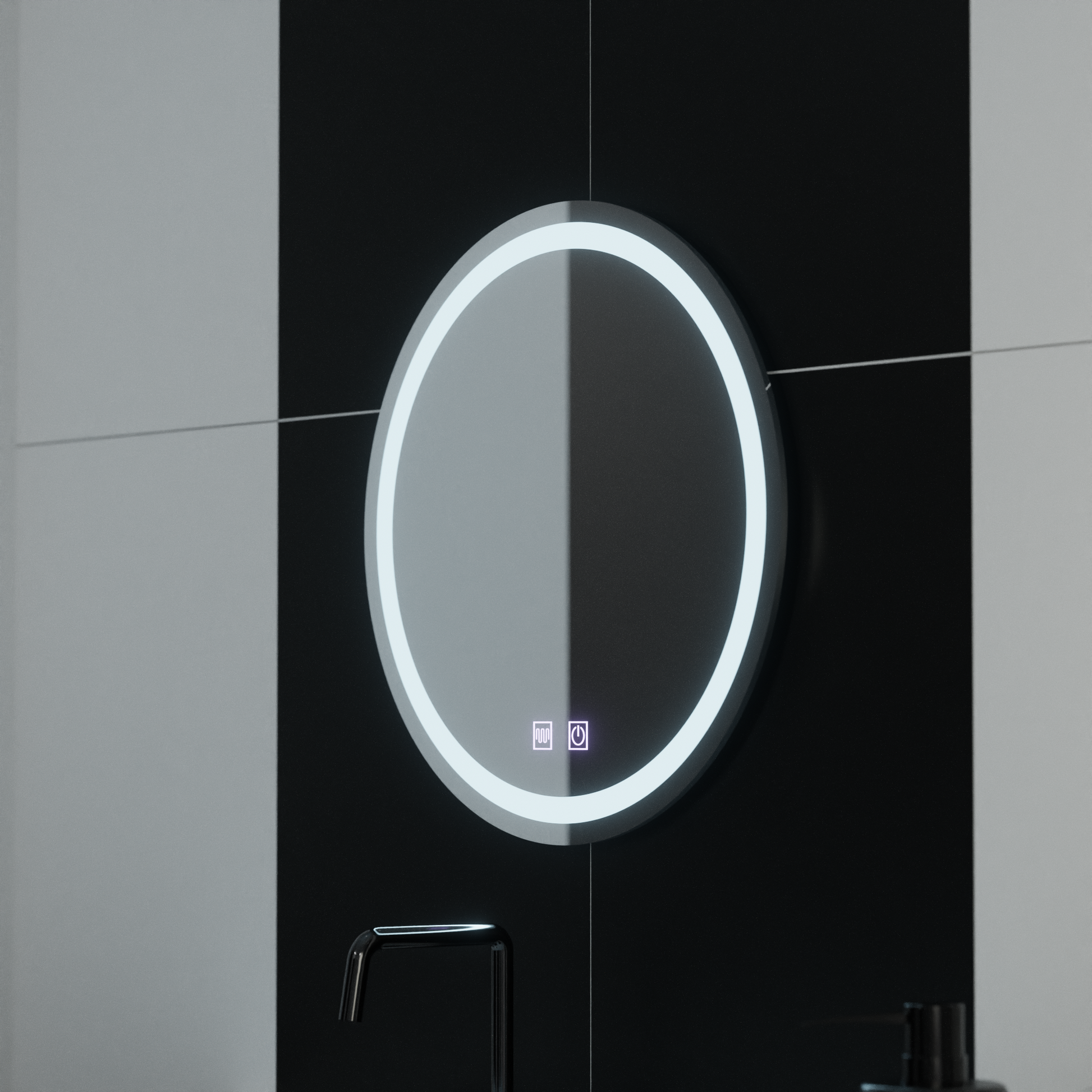 Round LED mirror 50cm Lucea Touch Demister System Mirrors Korman E Default Title Alessandro Design
