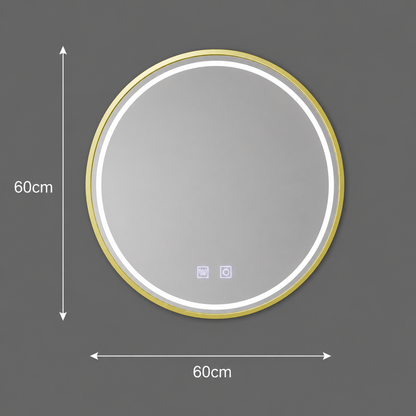 Round LED mirror, 60cm, Glanz Touch, Demister System, Dimmable