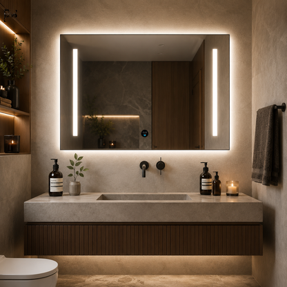 Giga LED mirror, 80x60cm, Silver, Touch, 6000K light