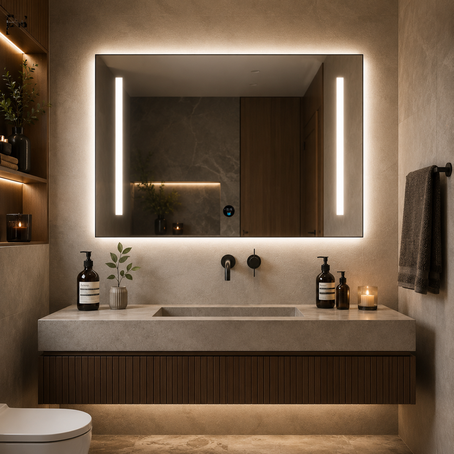 Giga LED mirror, 80x60cm, Silver, Touch, 6000K light