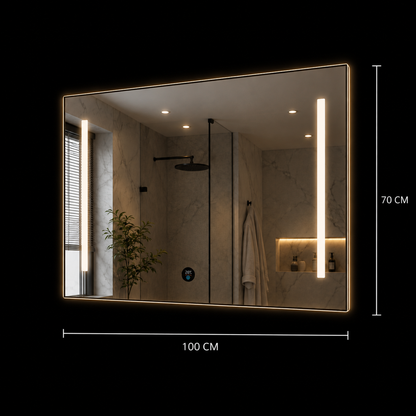 Giga LED mirror, 80x60cm, Silver, Touch, 6000K light