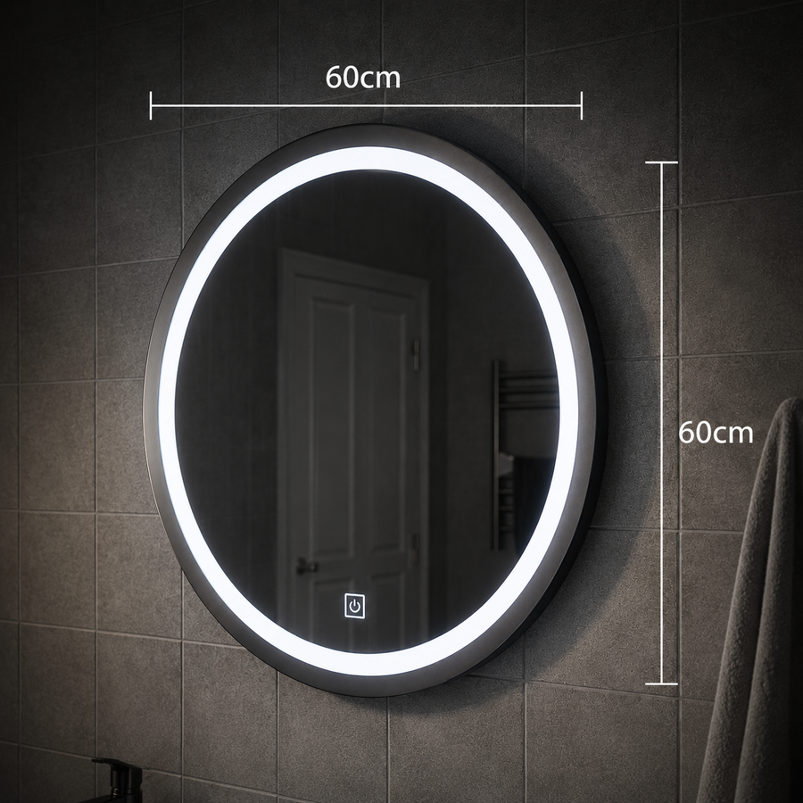 LED Touch Gallio mirror, Diameter 60cm, Cold Light 6000K, Glass