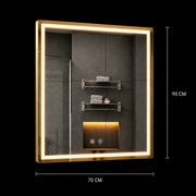 Giga LED mirror, 80x60cm, Silver, Touch, 6000K light