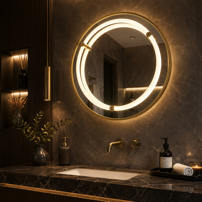 Giga LED mirror, 80x60cm, Silver, Touch, 6000K light