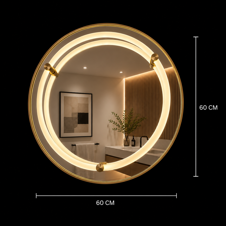Giga LED mirror, 80x60cm, Silver, Touch, 6000K light