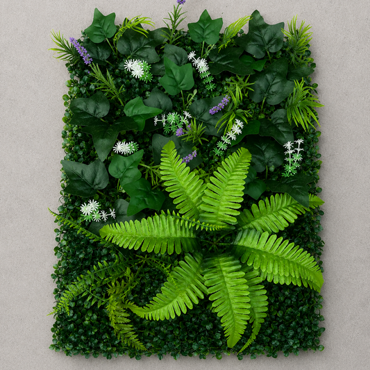 Planta Artificială Panou de Gard Viu Lavandă și Frunze Mixte, 40 x 60 cm, Verde