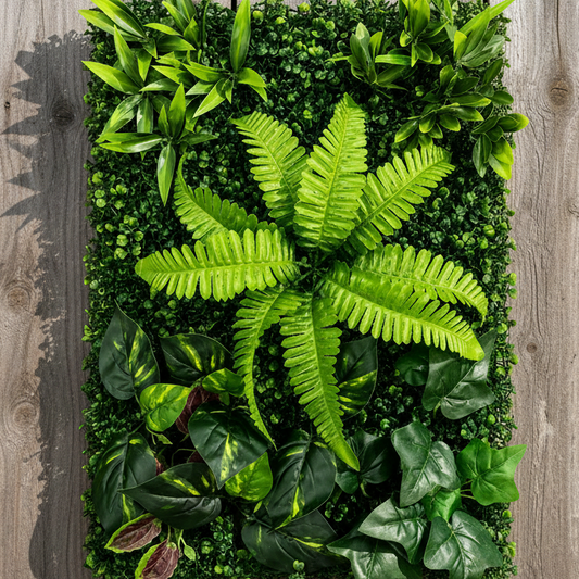 Planta Artificială Panou de Gard Viu Mix Frunze de Piersic si Frunze Mixte, 40 x 60 cm, Verde