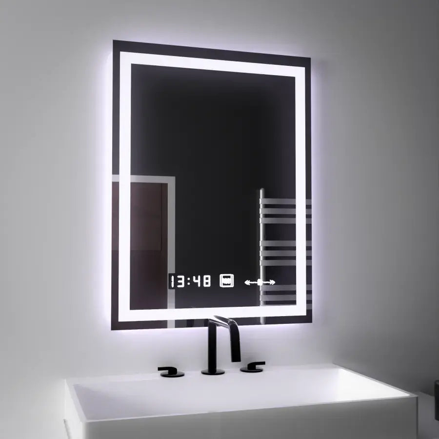Rectangular LED Mirror, 45x60cm, Verite MotionGlow Marcello, De-fogging System, Clock & Thermometer, Dimable Marcello Mirrors Default Title Alessandro Design