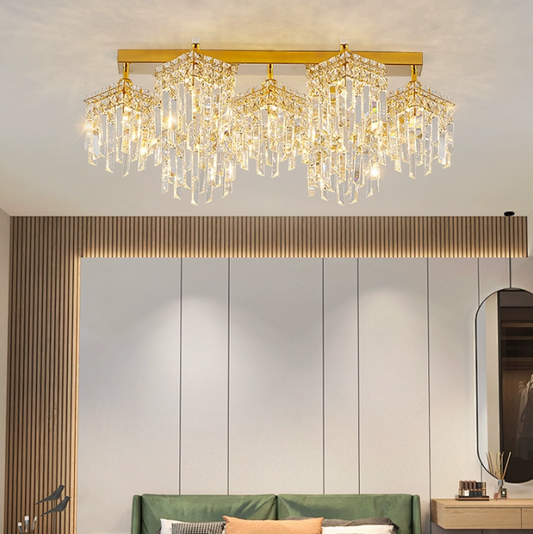 Candelabru Cristal Imperia, 70cm, 7xE14, Auriu Candelabre Cristal Default Title Alessandro Design