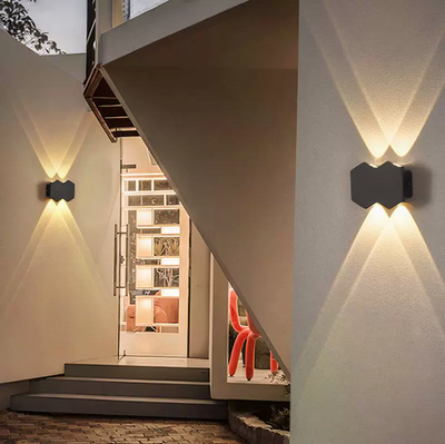 Outdoor and Indoor LED wall light, 4 Sources x 1W, IP65, ABS, Black, 3000K