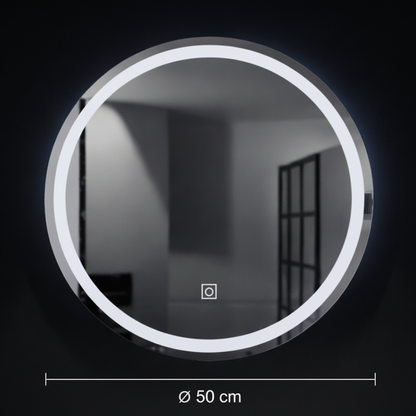 Round LED mirror, 50cm, Basic Touch