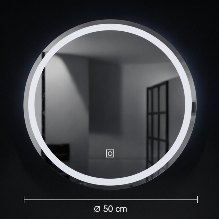 Round LED mirror, 50cm, Basic Touch