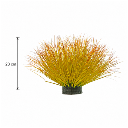 Planta Artificială Tufă de Iarbă Tip Ceapă Curbată, 28 cm, Densitate Redusă, Galben si Portocaliu, Fara Ghiveci