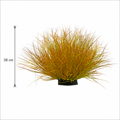 Planta Artificială Tufă de Iarbă Tip Ceapă Curbată, 38 cm, Densitate Mare, Galben si Portocaliu, Fara Ghiveci